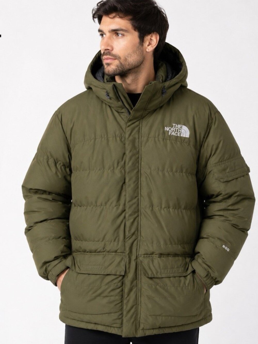 The North Face NSE 600 Down Parka Jacket Mens XL Olive Green Hooded